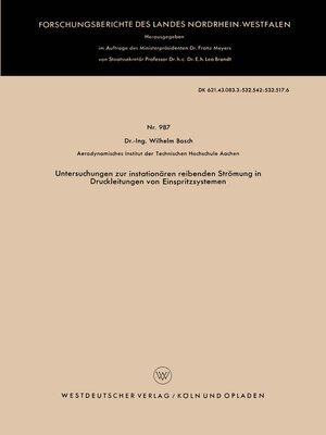 cover image of Untersuchungen zur instationären reibenden Strömung in Druckleitungen von Einspritzsystemen